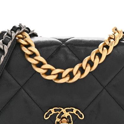 Goatskin Quilted Medium Chanel 19 Flap Black