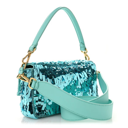 Sequin Paillettes Vitello Grace Sex and the City Baguette Spring Turquoise