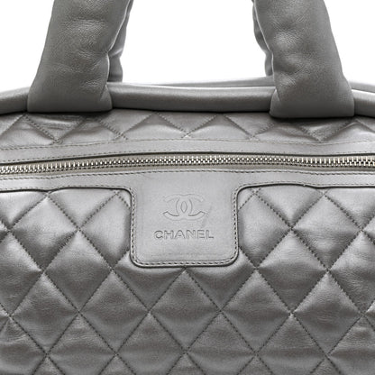 Metallic Lambskin Quilted Coco Cocoon Bowler Silver