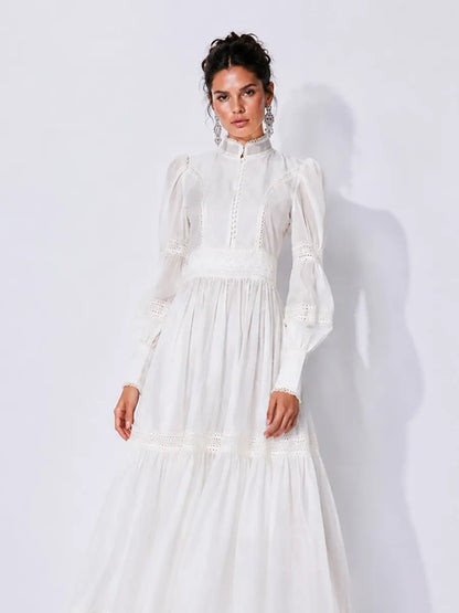 Catalina Organza Puff-Sleeve Maxi Dress
