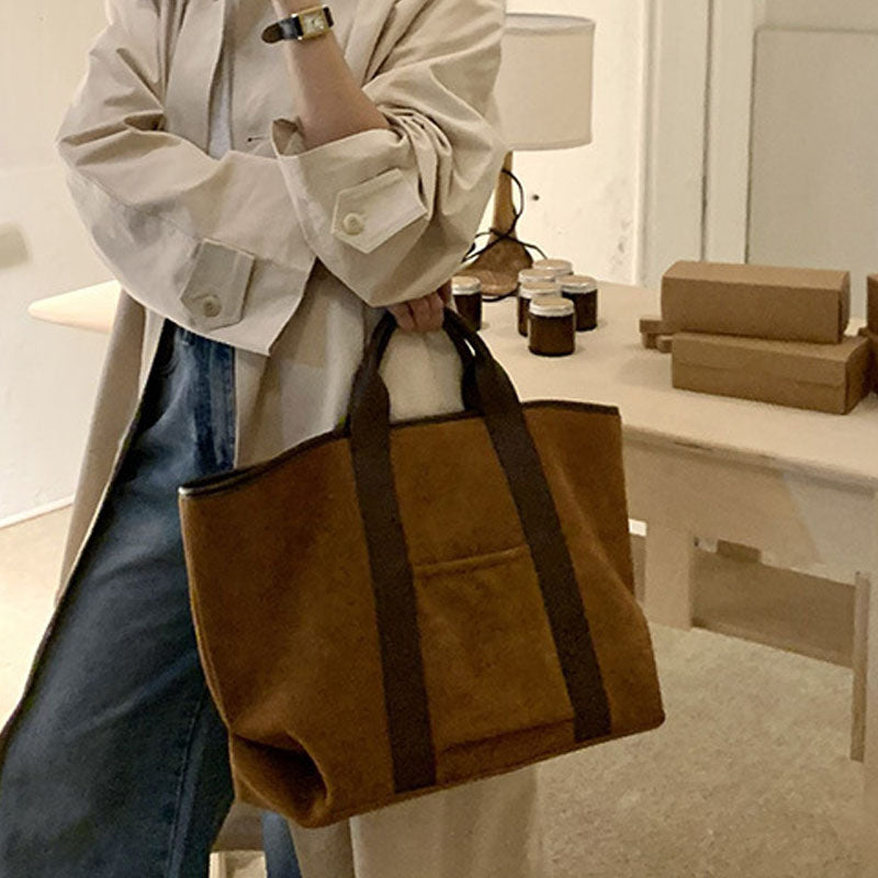 Simple Large Capacity Suede Tote Bag