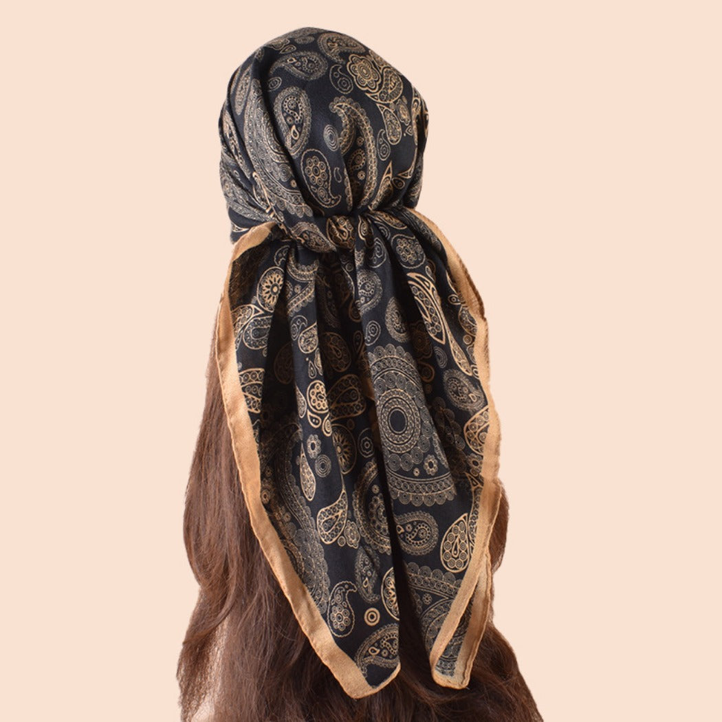 Scarvii - Classic Vintage Paisley Square Scarf - 35inch
