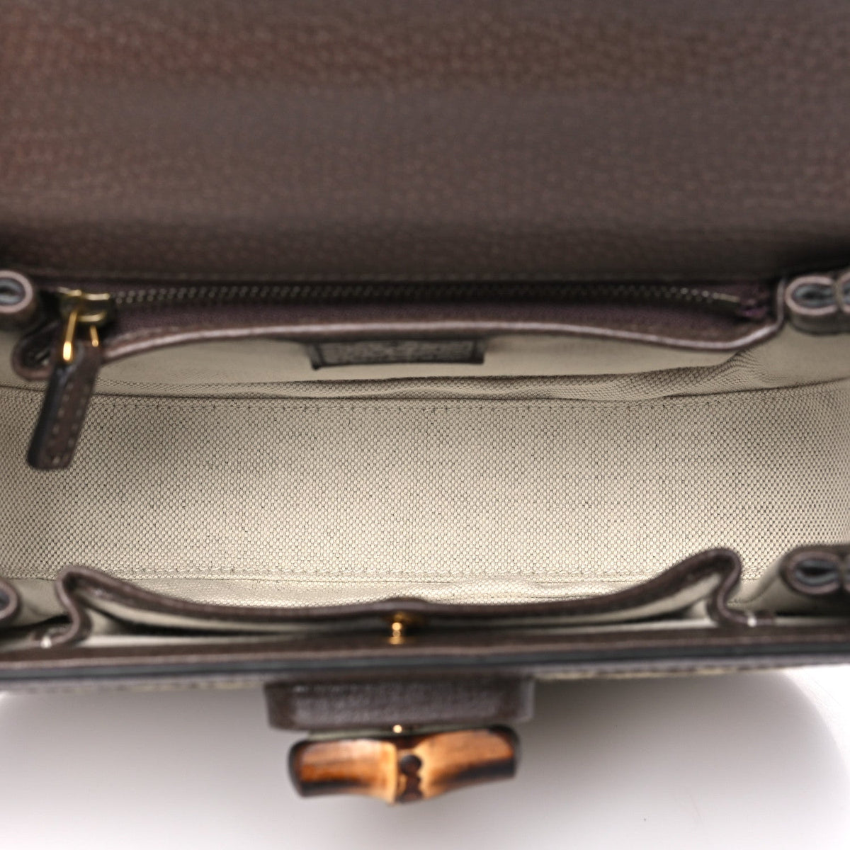 Monogram Jumbo GG Textured Dollar Calfskin Web Small Bamboo 1947 Top Handle Bag Camel Ebony New Acero
