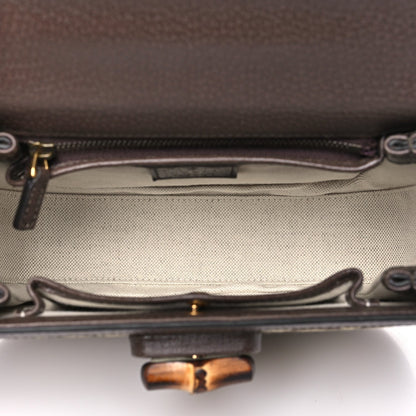 Monogram Jumbo GG Textured Dollar Calfskin Web Small Bamboo 1947 Top Handle Bag Camel Ebony New Acero