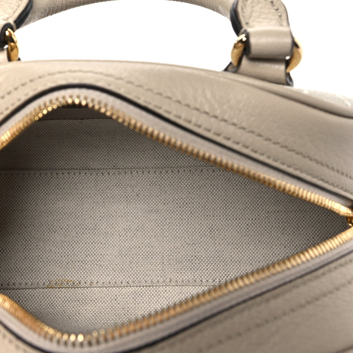 GG Supreme Monogram Textured Dollar Calfskin Web Mini Ophidia Top Handle Bowler Bag Beige Mystic White Oatmeal