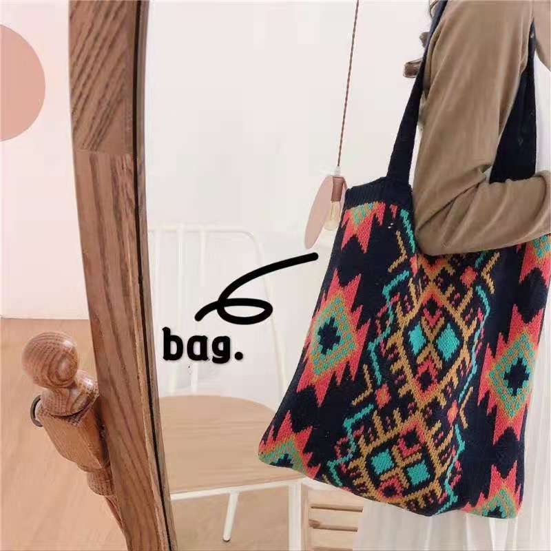 Crochet Tote Bag Ethnic Style Knitted Bag