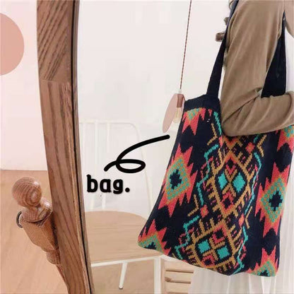Crochet Tote Bag Ethnic Style Knitted Bag
