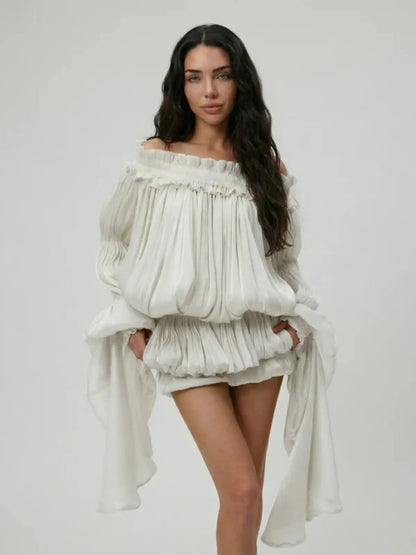 Lunara Off Shoulder Draped Mini Dress
