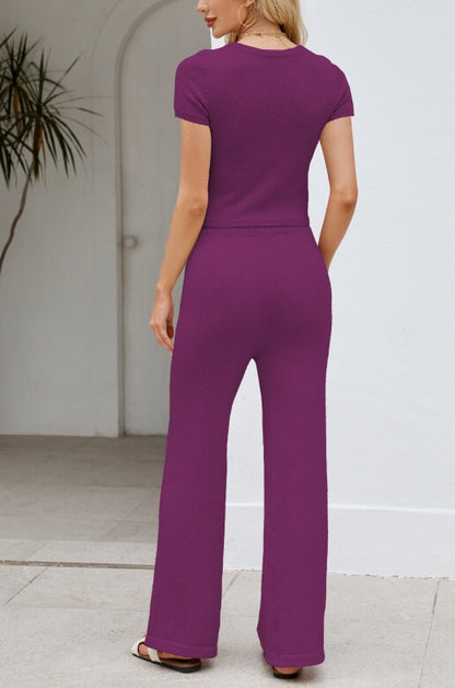 Simple Knit Top and Pants Set
