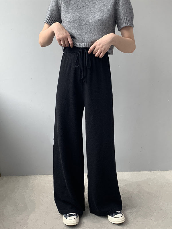 Simple Casual 3 Colors Knitting Wide-Leg Pants