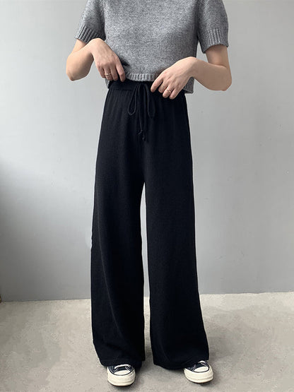 Simple Casual 3 Colors Knitting Wide-Leg Pants