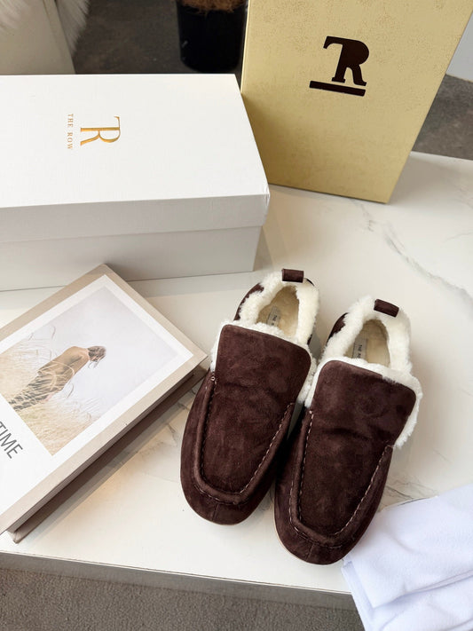The Row 2025 Autumn/Winter New Slip-on Wool Loafers Brown 576846