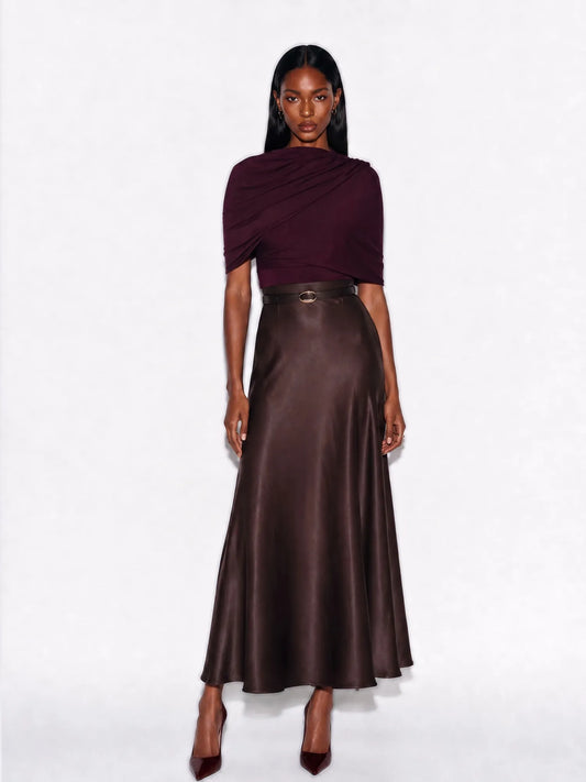 Azalea Leather-Panelled Maxi Dress