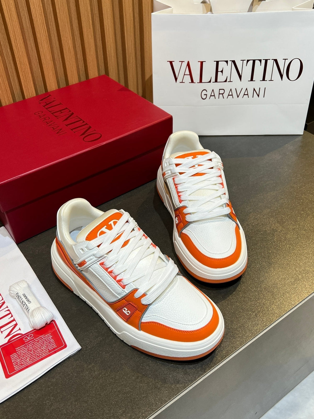 VT 25S Couple Sneakers White Orange Calfskin 563113