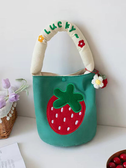 Cartoon Strawberry Bucket Bag
