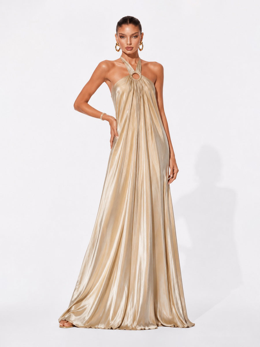 Mila Elegant Loose Halter-Neck Maxi Dress