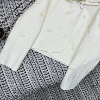 HM 25FW Hooded Double-faced White Cashmere Short Coat