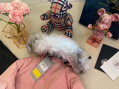 Canada Goose Children Jacket Wolf Fur Sandy Pink Polyester Cotton