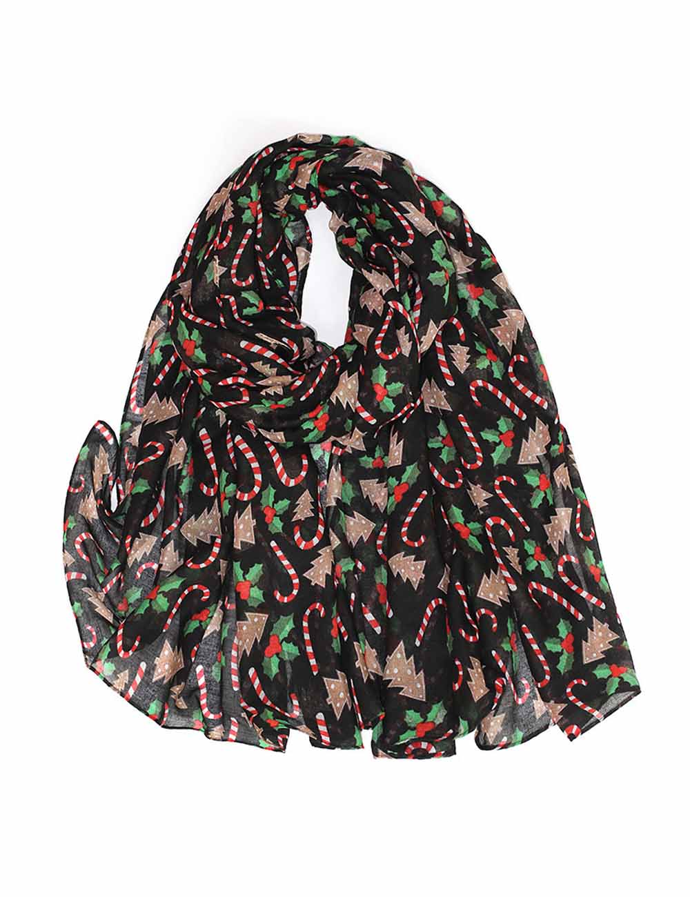Christmas Theme Cartoon Print Silk Scarf