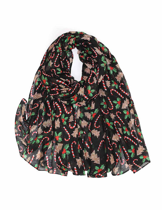 Christmas Theme Cartoon Print Silk Scarf