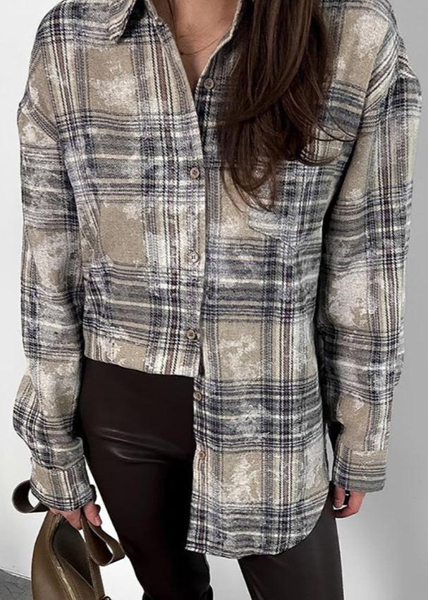 Brushed Plaid Oversized Shirt In Soft Fabric