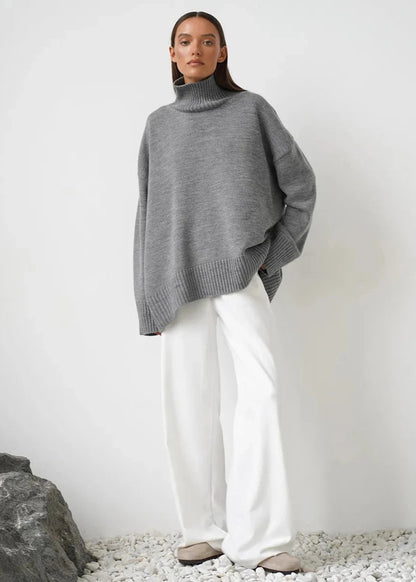 Loose Fit Cotton Knit Turtleneck Sweater