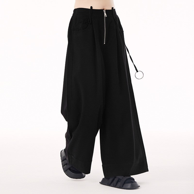 High Waist Wide Leg Pants With Zipper Loose Fit