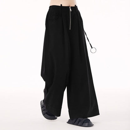 High Waist Wide Leg Pants With Zipper Loose Fit