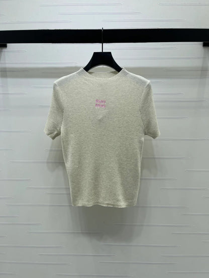 Miumiu 2026 Crew Neck Knit Short-sleeved Top Wool 356519