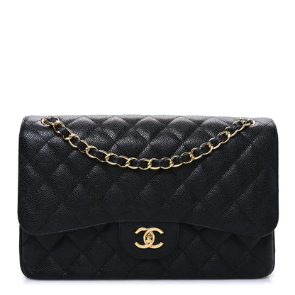 Caviar Quilted Jumbo Double Flap Black