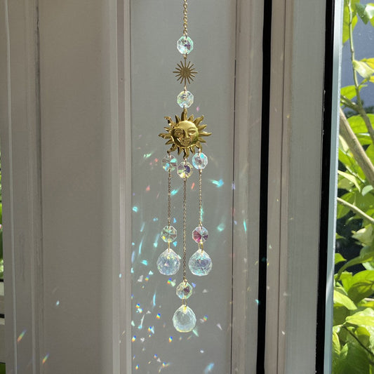 Metal Sum Moon Crystal Home Hangings