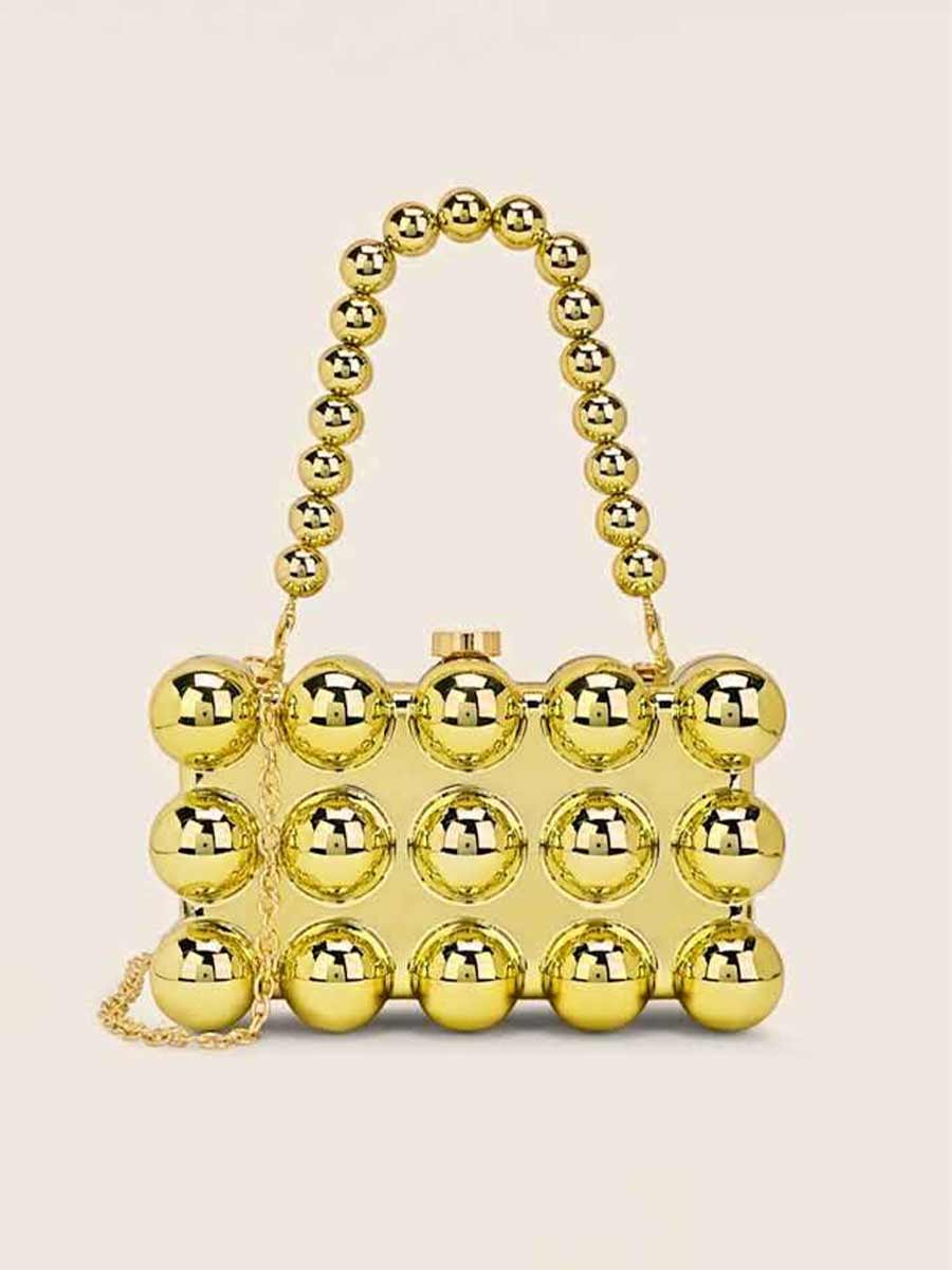 Celestia Metal Ball Beaded Clutch Bag