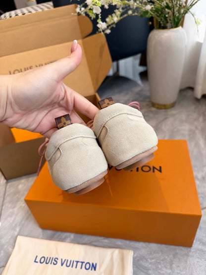 LV Sneakerina Light Khaki Pink Suede Fur 579934