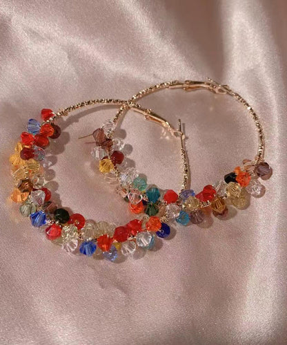 Oversize Gold Copper Overgild Crystal Hoop Earrings