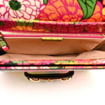 X KEN SCOTT New Shangai Calfskin Pomponica Print Horsebit 1955 Shoulder Bag Multicolor Fuxia Pompon