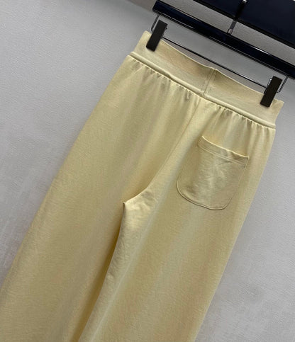 Miu Drawstring Webbing Pants Vanilla Tencel Cotton Fabric 350205