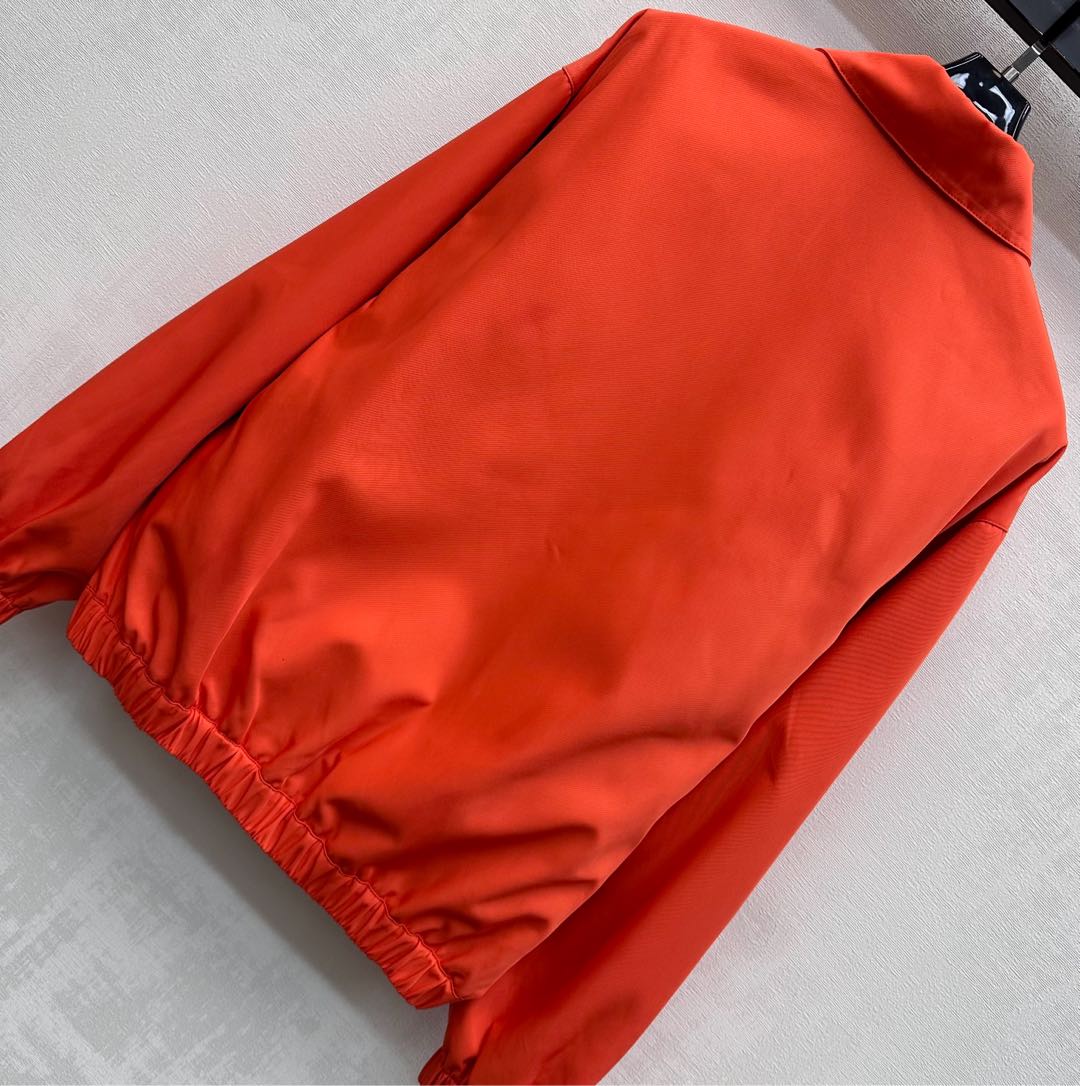 Miu Blouson Jacket Orange Twill Cotton 350413