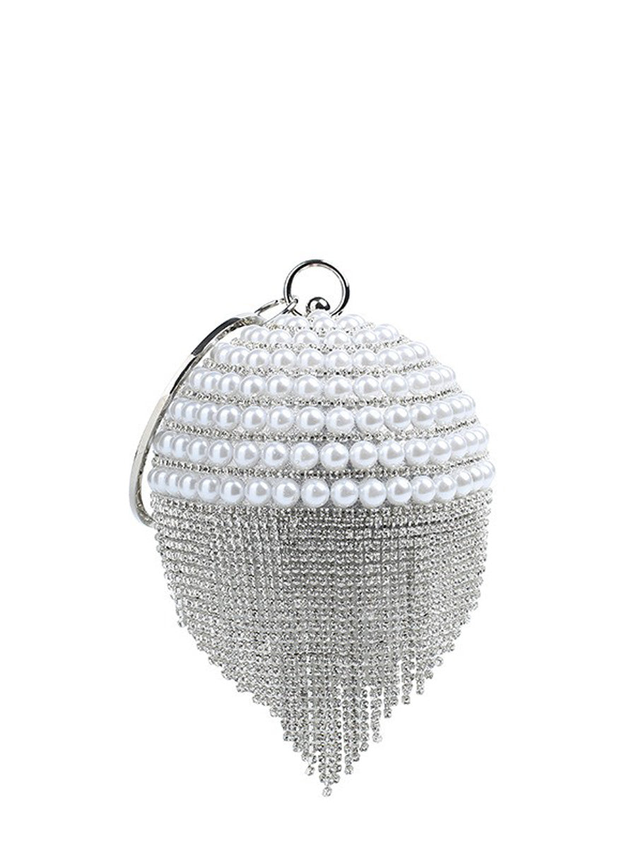 Gianna Large Pearl Tassel Round Bag