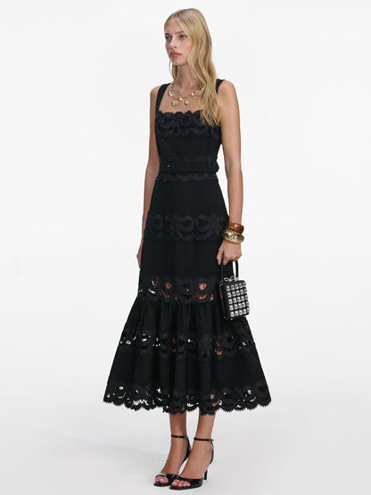 Victoria Linen Lace Insert Midi Dress