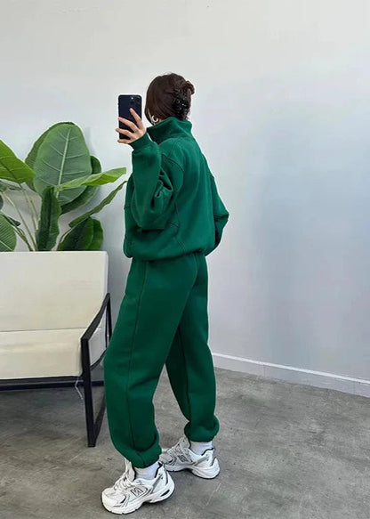 Oversized Zip Up Hoodie and Jogger Set Soft Fabric