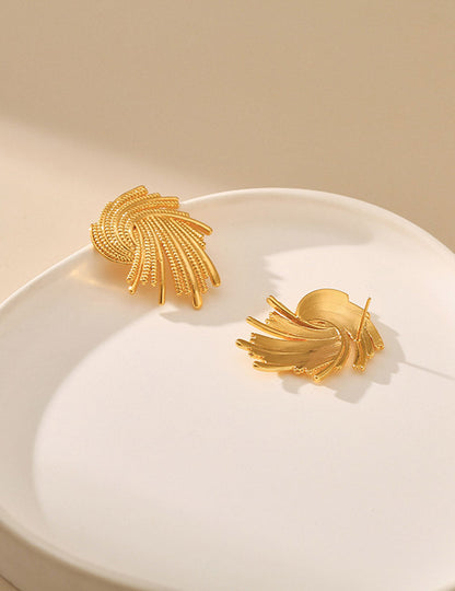 Vintage Geometric Irregular Swirl Stud Earrings