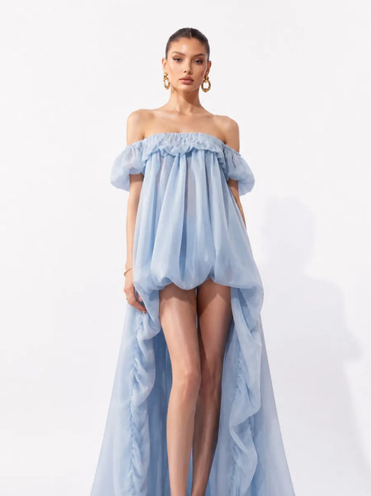 Seraphina Chiffon Strapless Tulip-Hem Maxi Dress