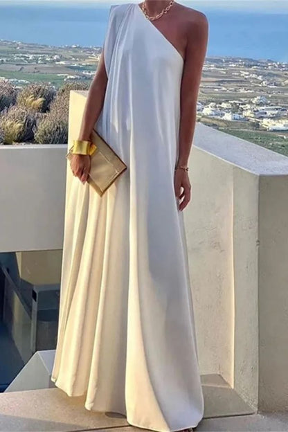 Women's Elegant Asymmetrical One Shoulder Maxi Dress