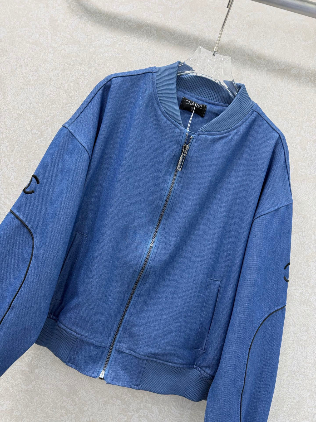 CC 26s Ribbed Collar and Stripe Jacket Blue Denim 353034