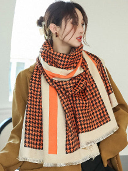 Urban Vintage Imitated Cashmere Houndstooth Shawl Scarf