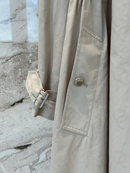 CC 25B Hidden Logo Trench Long Coat Beige Cotton