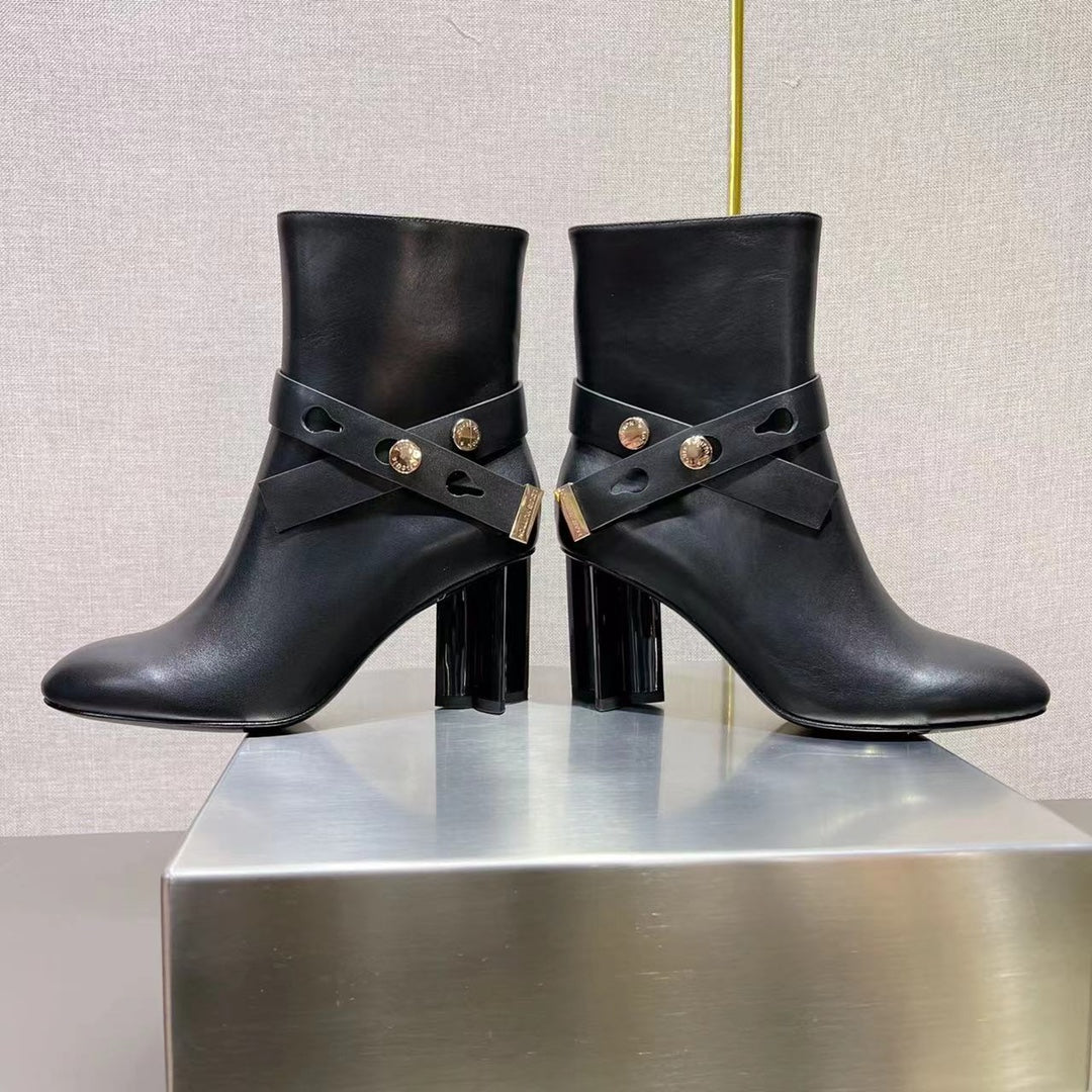 LV Belted Silhouette Ankle Boot Black Cowhide