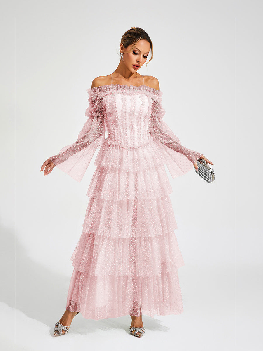 Giuliana Mesh Tiered Maxi Dress