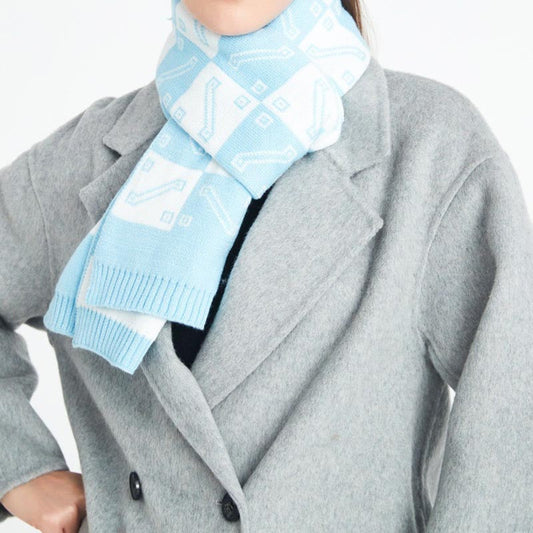 Minimalist Knit Plaid Cozy Soft Winter Scarf