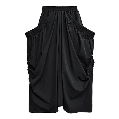 Cotton Pleated High Waist Loose Skirt